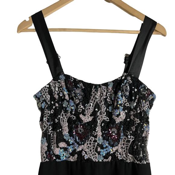 Bronx & Banco Annabell Black Sheer Corset Sequined Sleeveless Jumpsuit Size M - Picture 7 of 16